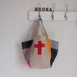 ♪肩掛けマルシェbag♪シンプルパッチ 　クロス　リネン