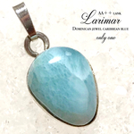 【カリブの宝石✧silver925製】ラリマー/リバースドロップペンダント・AA＋＋ランク✧【美しいカリブ色！■不純物なし✧■】約17×10mm/No.193【稀少ドミニカ共和国産！】