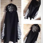 a.myu NEW!☆★☆ビックシルエットパーカー 袖黒白チェック