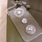 シルバー フラワーキラキラ iphoneケース