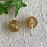 ヴィンテージ アクリルラウンドビーズ クリア×ゴールド 2個セット