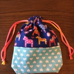 巾着     馬×ラメハート柄