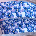 【8359】2m350円 38mm幅 グログランリボン フラワー 花柄 小花 ブルー 青