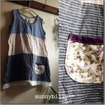 ●水玉ガーゼ×linenチェック×綿麻ストのノースリブブラウス●【sunnybilly】