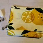 マチ付き移動ポケット　レモン柄　クリップ付
