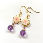 桜 ピアス / アメジスト ピアス / 天然石 ピアス