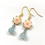セール!! 桜 ピアス / アクアマリン ピアス / 天然石 ピアス