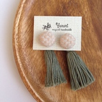 若草色＊こぎん刺しふりふりピアス