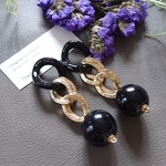 ブラック×ゴールドの大ぶりチェーンピアス♡