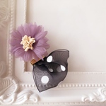 ▷送料無料◁お花とドットリボン ポニーフック 【purple】