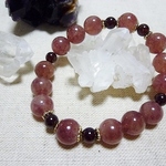 【天然石】高品質ストロベリークォーツとガーネットのシンプルブレス