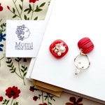 Red レトロボタンピアス/イヤリング
