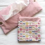  ポケット付♡admi print使用 ボックスティッシュケース  ピンク