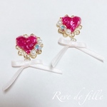 ʚ♡ɞ透けるレッドハートのイヤリング୨୧ピアス