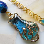 ◇2324再販２ 🌜✨月猫と蓄光蛍ガラスのネックレス🐈🌟 ※約50㎝