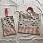 mimikeke様オーダー品☆ リボン×ピンクしましま柄体操服袋2点セット