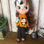 ★オレンジ Wパンダ ワッペンセーター★くま太郎 ブライス