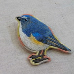 ルリビタキの刺繍ブローチ（鳥）　*送料無料*