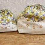 ネコ お弁当袋 コップ袋 黄色花柄