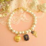 ♡Vintage Cross Cabochon Bracelet♡（Black)
