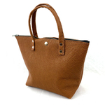 在庫限　本革ハンドバッグ　キャメルブラウン色　ファスナー付き　Hand bag camel brown leather 