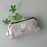 花の刺繍 印鑑ケース デイジー コットンパール   