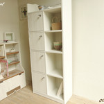 オーダー可！●細４段キャビネットラック●ナチュラルホワイト