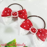 🆕キッズ用✨プリンセス♡赤いドット柄リボンのヘアゴム