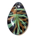 vene-54g ベネチアンガラス風　ドロップ　1個入　グリーンペンダントトップ 【AFP】