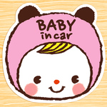 BABY IN CAR マグネットステッカー(momo色ベイビーくまチャン）