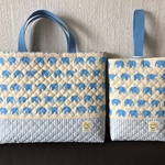 sale！ゾウさんのキルト（生成）レッスンバッグとシューズケース　