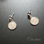 【white gold ポスト】コイン★ピアス
