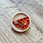 wood&レザーブローチ