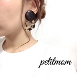 フェイクレザーカボション＆べっ甲イヤリング、ピアス