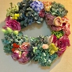  送料無料紫陽花と薔薇のナチュラルリース【Hana's shop❤️ナチュラルドライフラワーのリースです。