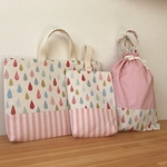 【yachiyo...様ご注文品】入園グッズ　しずく×ストライプ（ピンク）