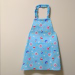 100cm ゴム入 子供用エプロン(三角巾／給食帽・巾着袋オプション)バレリーナ(水色)