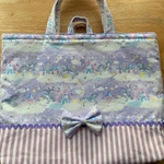 【03様オーダー品】★フック付レッスンバッグ＊ユニコーンキャッスルが可愛い☆パープル★