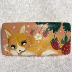 コーギーと春の花のバレッタ＊いちご