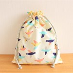 両ひもの着替え袋　とりさん（ベージュ）