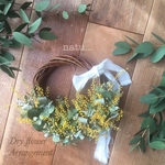 mimosa wreathドライフラワーリース