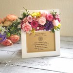 再販！フラワーフォトフレーム・フューシャピンク《ギフトケース付》ウェディングや贈呈品、プレゼントに！【受注製作】