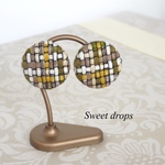 green×yellow×grayツイードピアス/イヤリング/ノンホールピアス