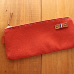 H1936　厚地のシンプルポーチ　S18　夕焼けオレンジ　【送料込価格】