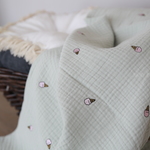 アイスクリーム刺繍の3重ガーゼ（ミント）