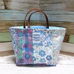 【sale】リバティパッチ＊トート型小物入れ＊水色