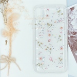 押し花 スマホケース  ピンク 小花 かすみ草 ラメ iPhone ケース