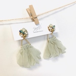ビジューシフォンイヤリング グリーン