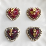 ブラック×ローズ ヴィンテージ風ハートのピアス