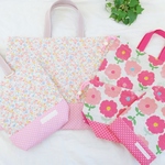 hir＊chi＊a様オーダー品 ２種類の花柄 ×ドット  入園５点セット